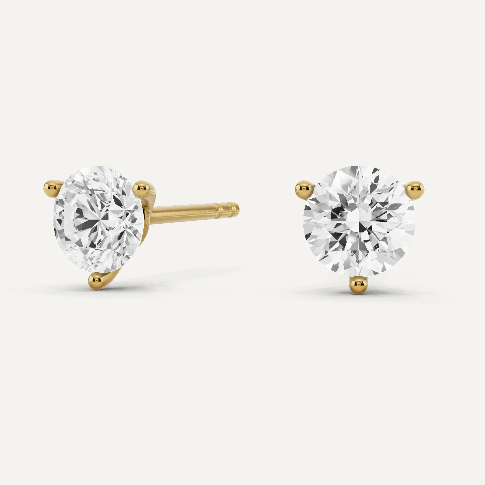 1 ctw Round Diamond Three Prong Martini Stud Earrings