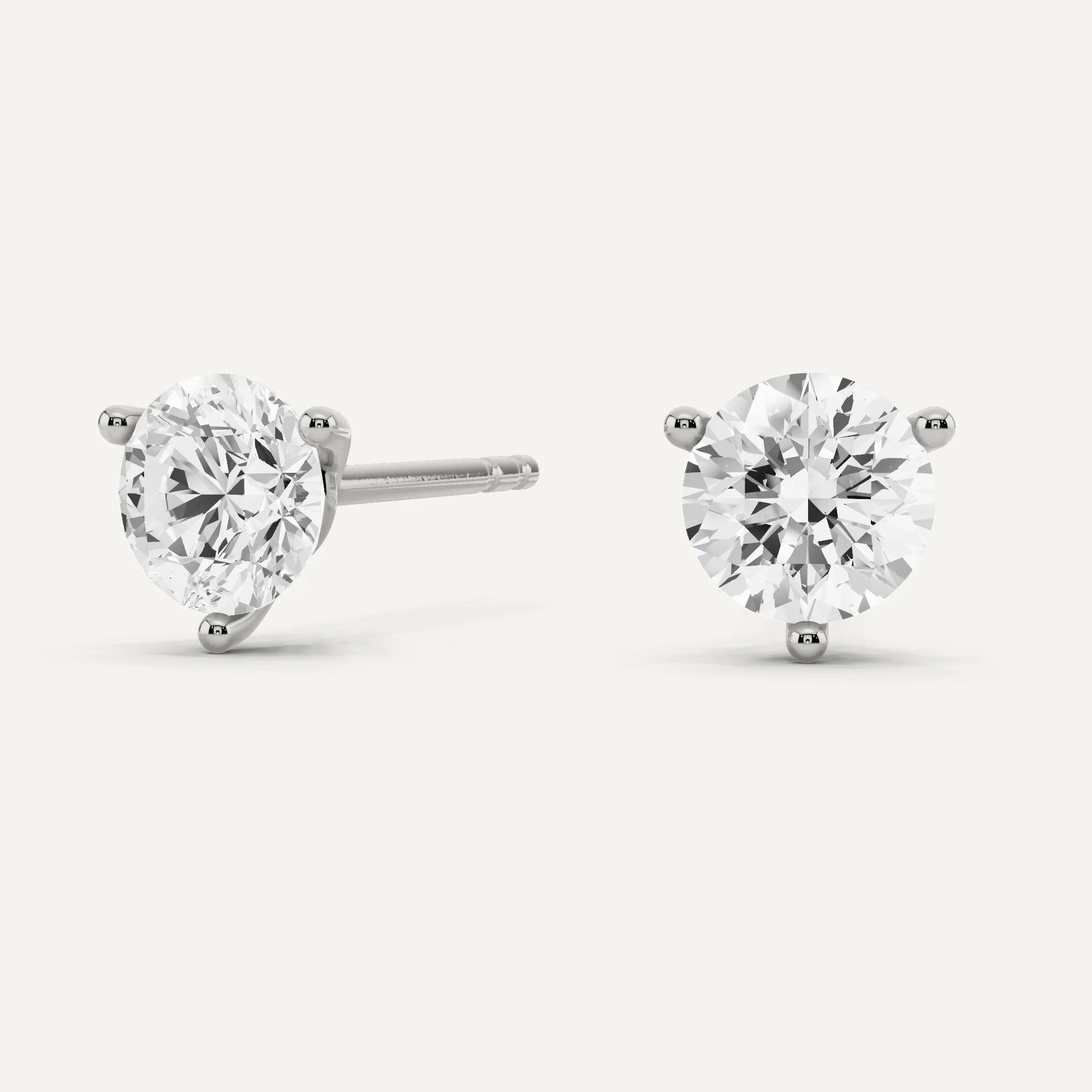 1 ctw Round Diamond Three Prong Martini Stud Earrings