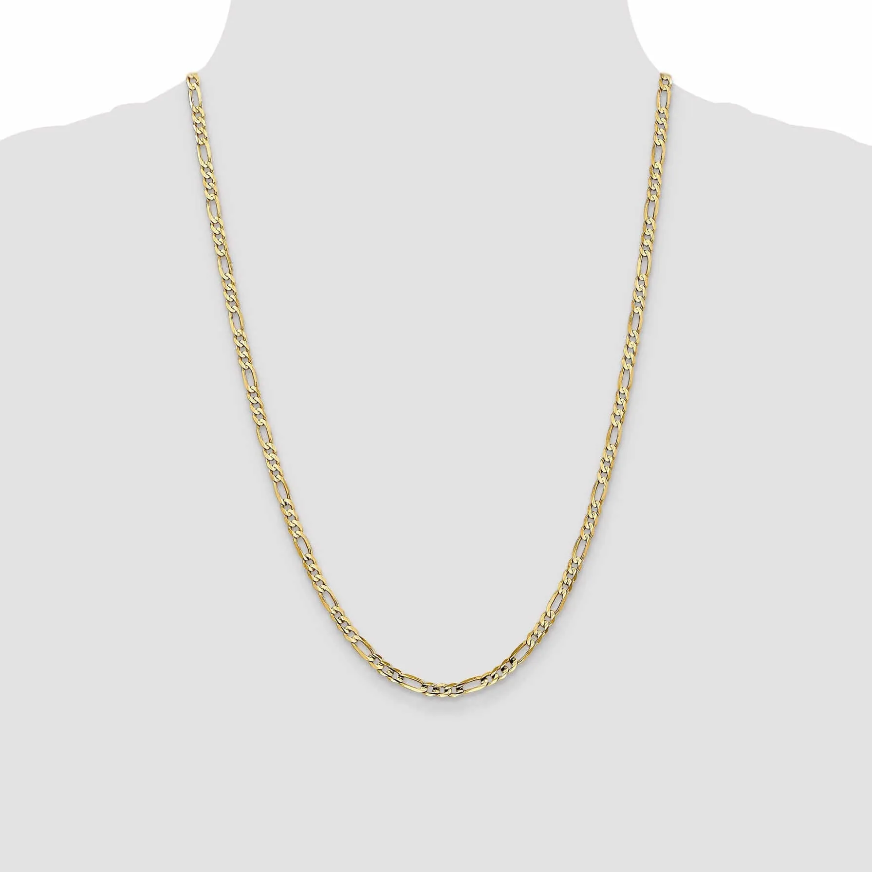 10k Yellow Gold 4.0mm Concave Figaro Chain