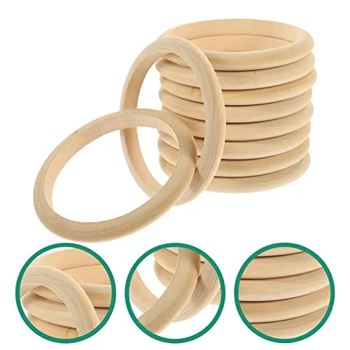 10pcs Wood Bangle Bracelets Unfinished Natural Round Wooden Ring for DIY Craft Project Making