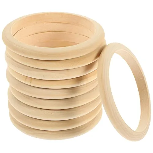 10pcs Wood Bangle Bracelets Unfinished Natural Round Wooden Ring for DIY Craft Project Making