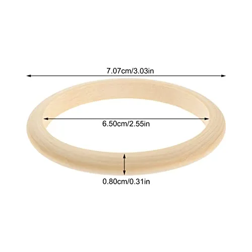 10pcs Wood Bangle Bracelets Unfinished Natural Round Wooden Ring for DIY Craft Project Making