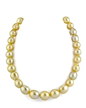 11-14mm Drop-Shape Golden South Sea Pearl Necklace - AAA Quality