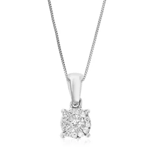 1/10 cttw Round Cut 13 Stones Lab Grown Diamond Circle Pendant Necklace .925 Sterling Silver 2/5 Inch With 18 Inch Chain