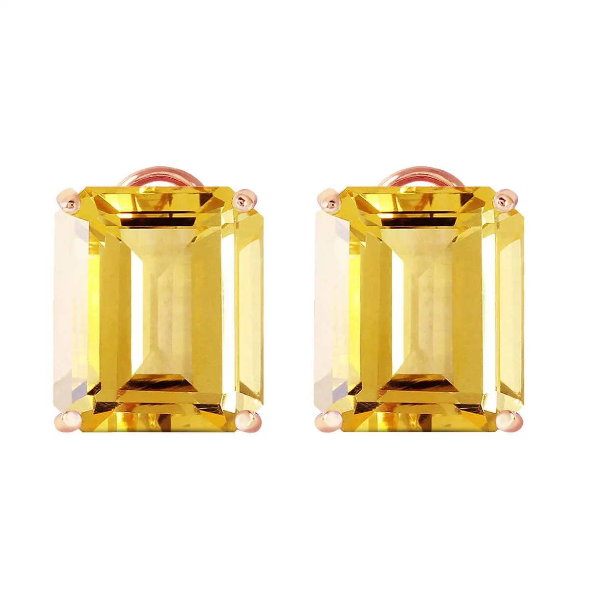 13 Carat 14K Solid Rose Gold Octagon Citrine Earrings