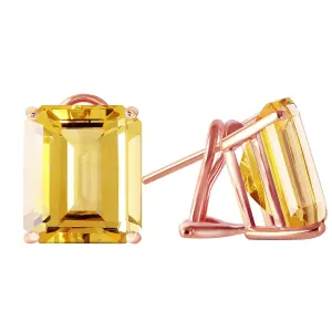 13 Carat 14K Solid Rose Gold Octagon Citrine Earrings