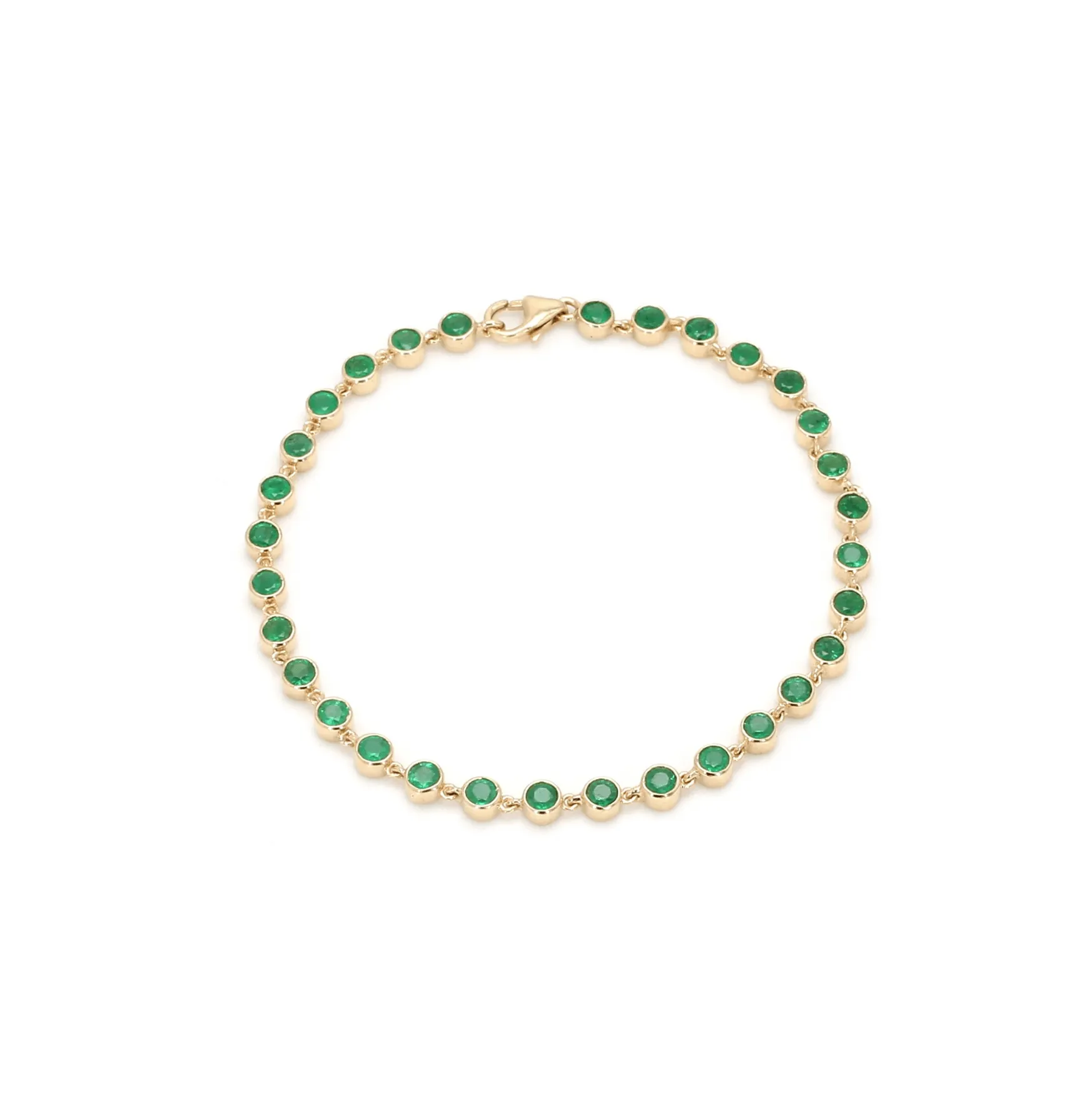 14K & 18K Gold Emerald Bezel Link Bracelet