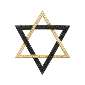 14K GOLD DIAMOND AND BLACK DIAMOND 1.00" MAGEN DAVID CHARM