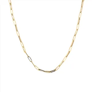 14K Gold Paper Clip Medium Necklace