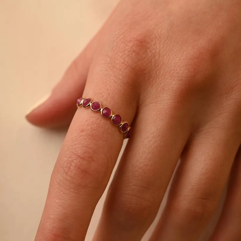 14K Gold Ruby Half Eternity Band