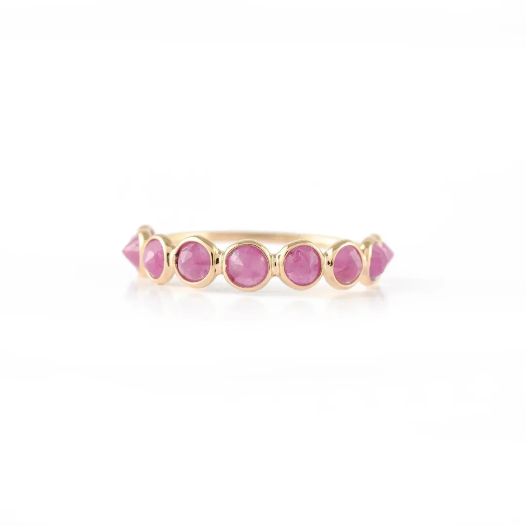 14K Gold Ruby Half Eternity Band