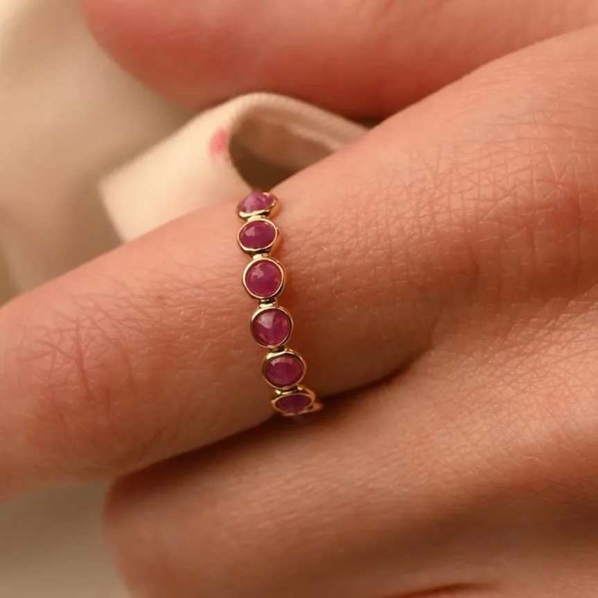 14K Gold Ruby Half Eternity Band