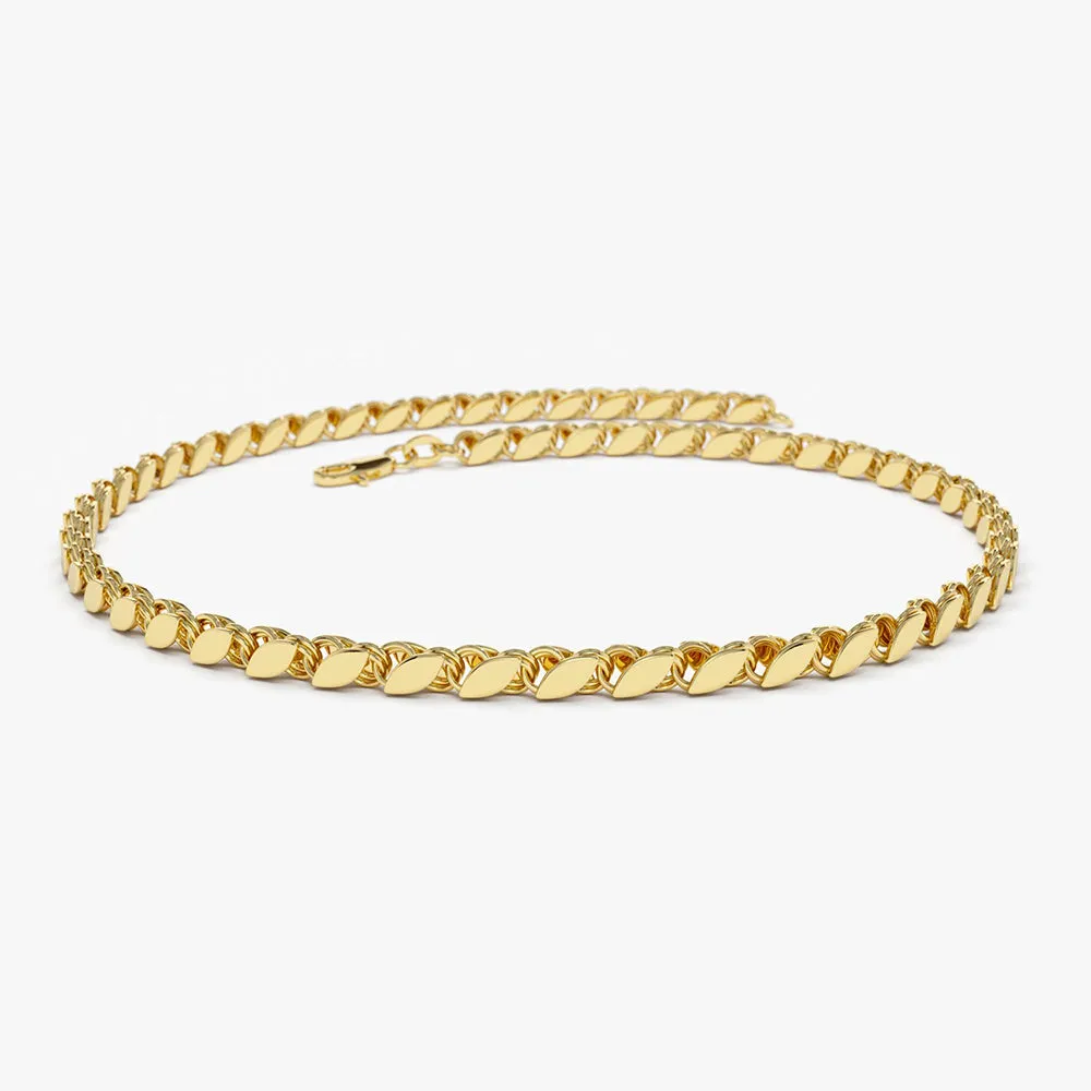 14K Gold Unique Marquise Shape Bracelet