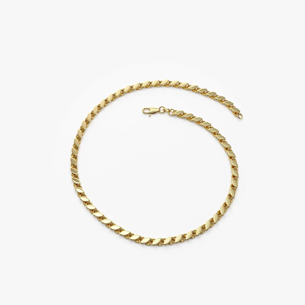 14K Gold Unique Marquise Shape Bracelet