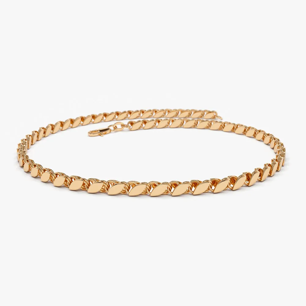 14K Gold Unique Marquise Shape Bracelet