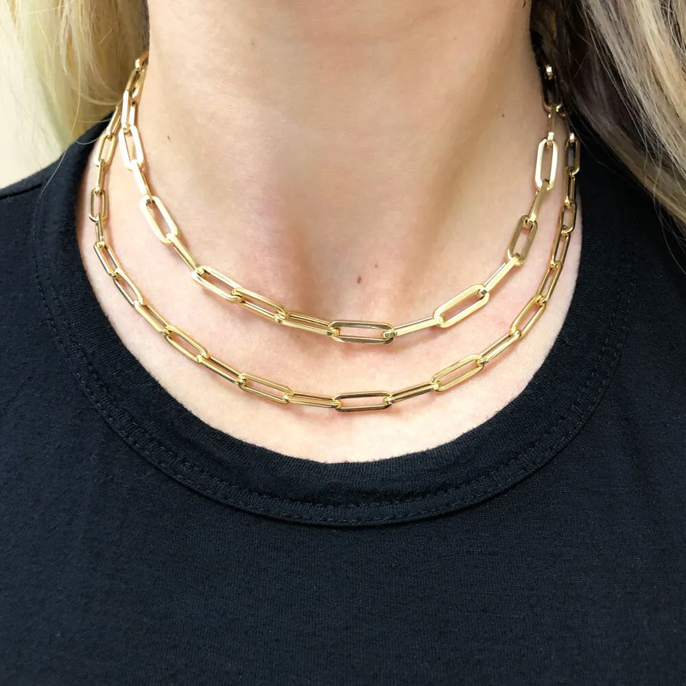 14K Large Paper Clip Chain Necklace