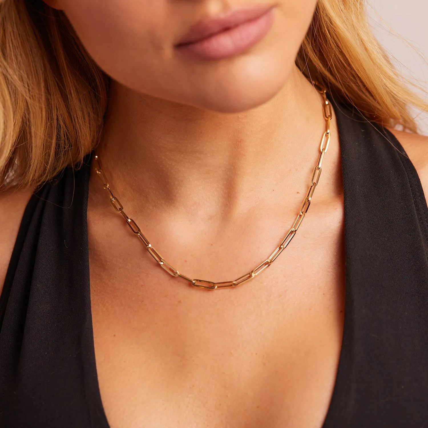 14K Large Paper Clip Chain Necklace