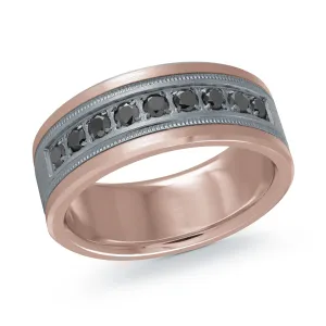 14K Rose Gold with Carbon Fiber Ring from the Tantalum Collection by Malo - MRDTN-045-8PBD