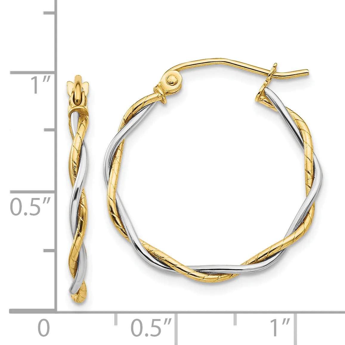 14k Two-tone Gold Polished 2M Twisted Hoop Earring