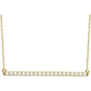 14K White 1/3 CTW Natural Diamond Bar 16-18" Necklace