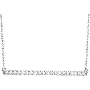 14K White 1/3 CTW Natural Diamond Bar 16-18" Necklace