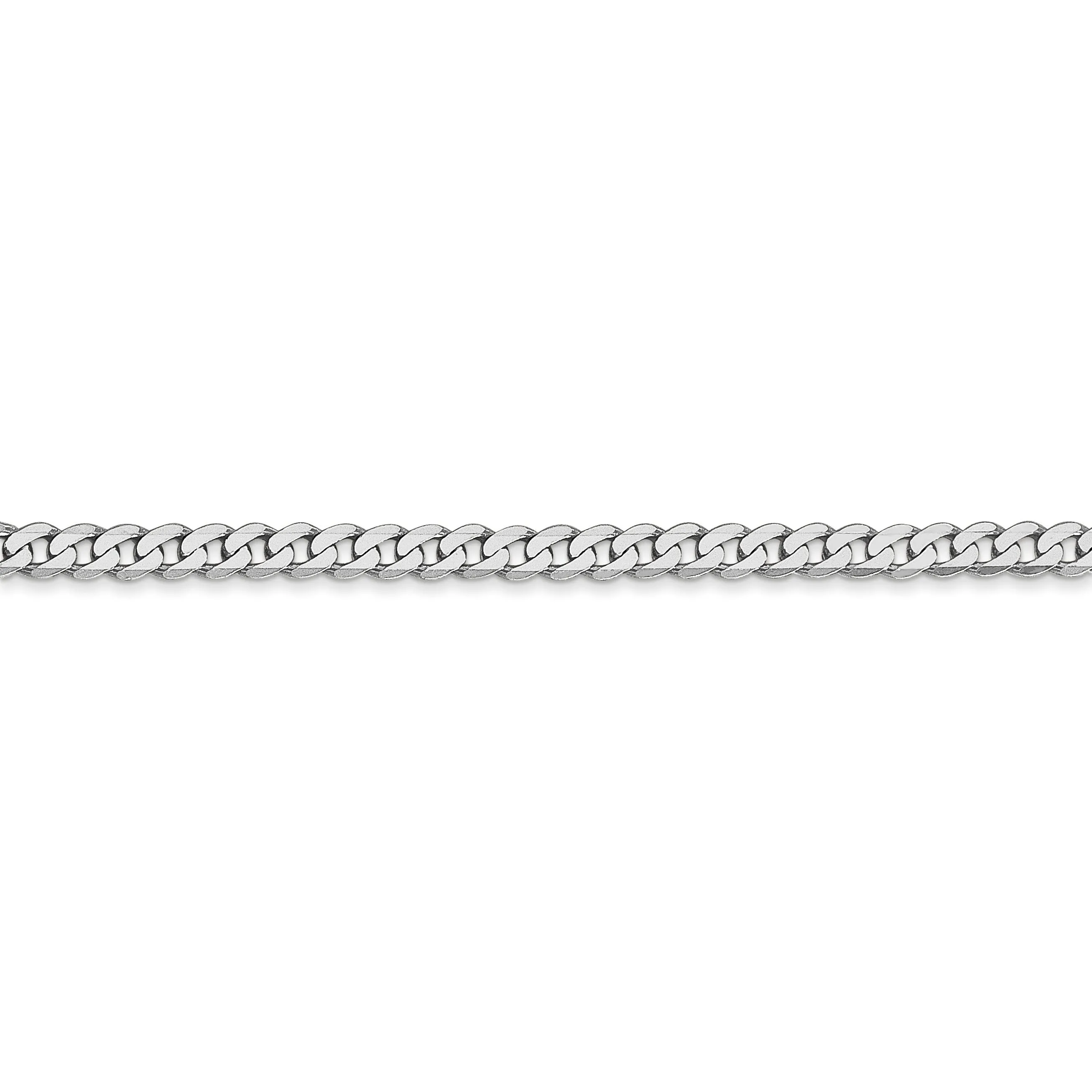 14k White Gold 2.9mm Flat Beveled Curb Chain