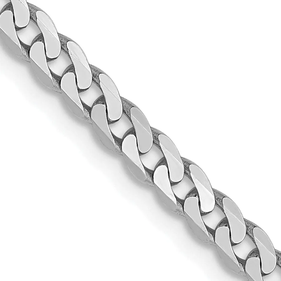 14k White Gold 2.9mm Flat Beveled Curb Chain