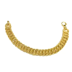 14k Yellow Gold Double Round Woven Link Fancy Bracelet, 7.75"