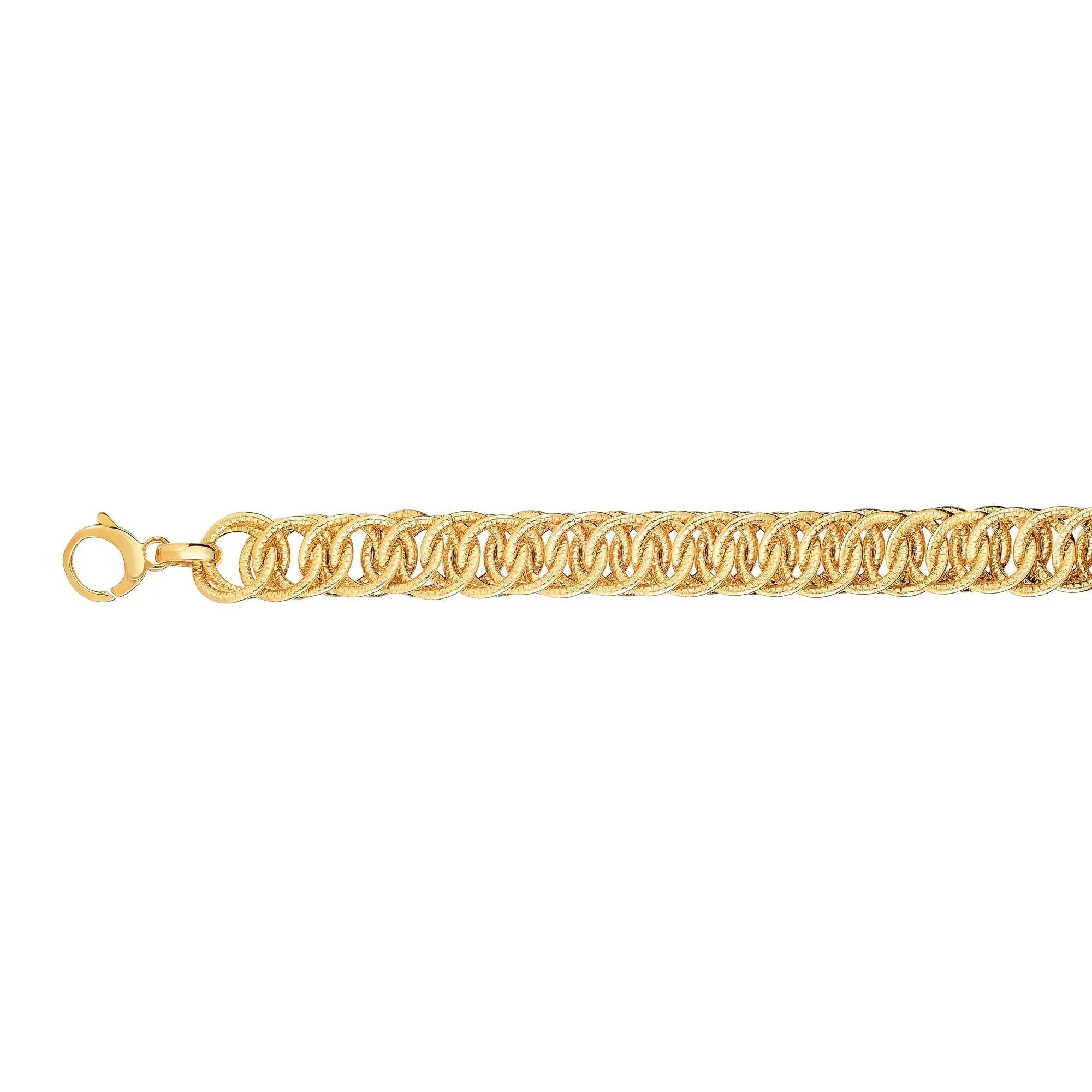 14k Yellow Gold Double Round Woven Link Fancy Bracelet, 7.75"