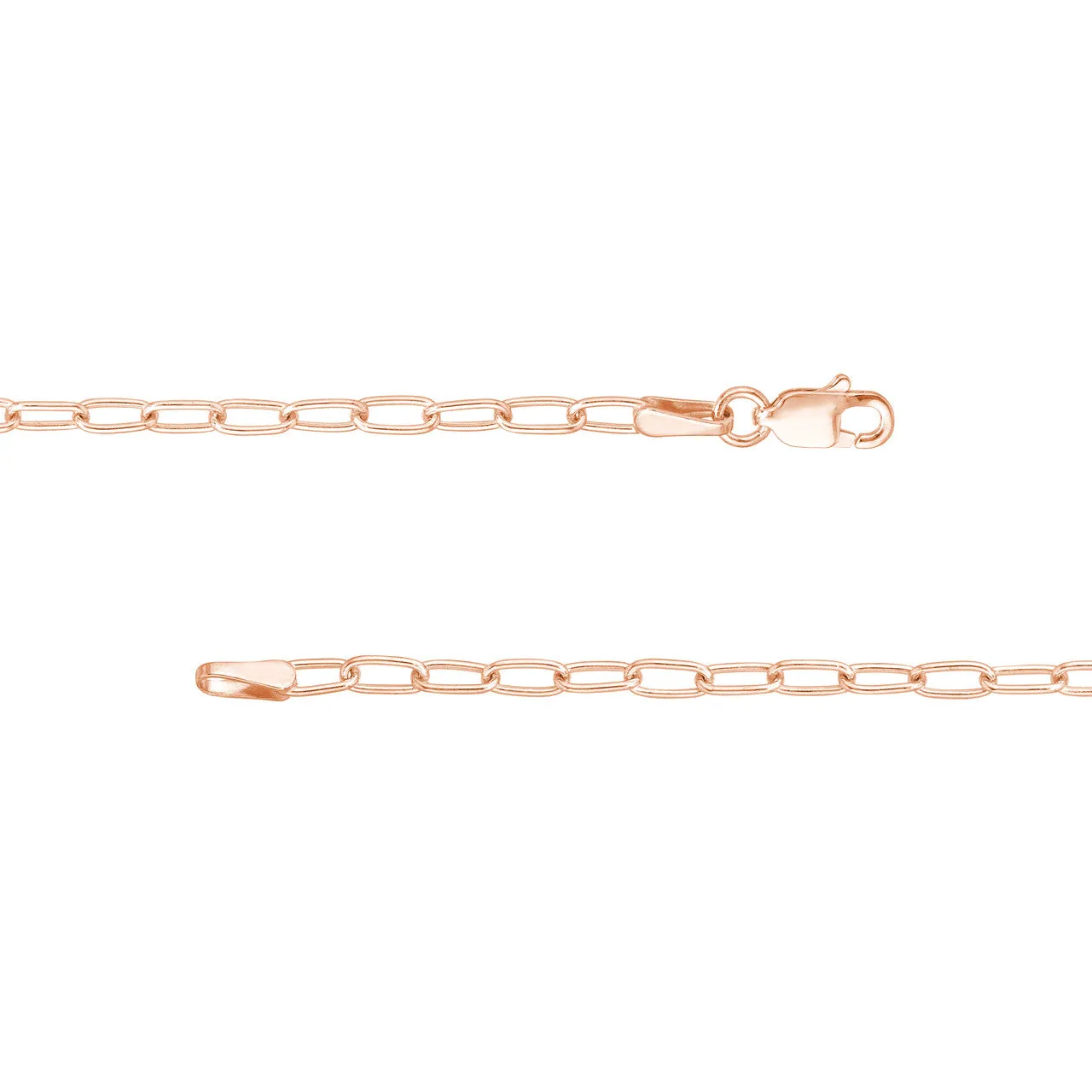 14K Yellow Gold or White Gold or Rose Gold 2.45mm Paperclip Chain Necklace with Lobster Lock