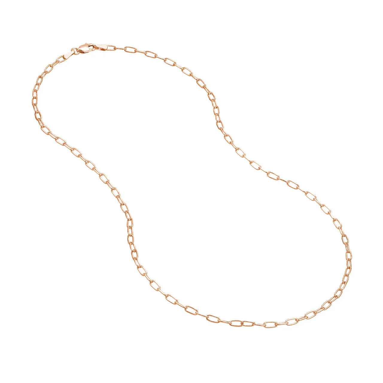 14K Yellow Gold or White Gold or Rose Gold 2.45mm Paperclip Chain Necklace with Lobster Lock