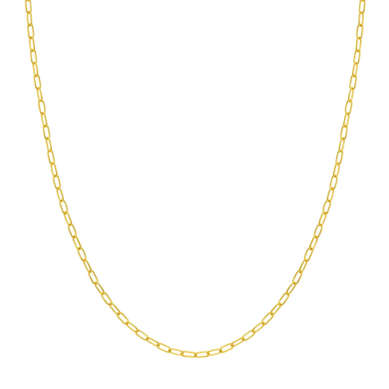 14K Yellow Gold or White Gold or Rose Gold 2.45mm Paperclip Chain Necklace with Lobster Lock