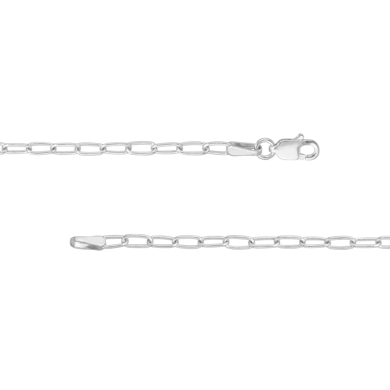 14K Yellow Gold or White Gold or Rose Gold 2.45mm Paperclip Chain Necklace with Lobster Lock