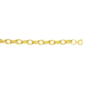 14k Yellow Gold Oval Link Fancy Bracelet, 7.25"