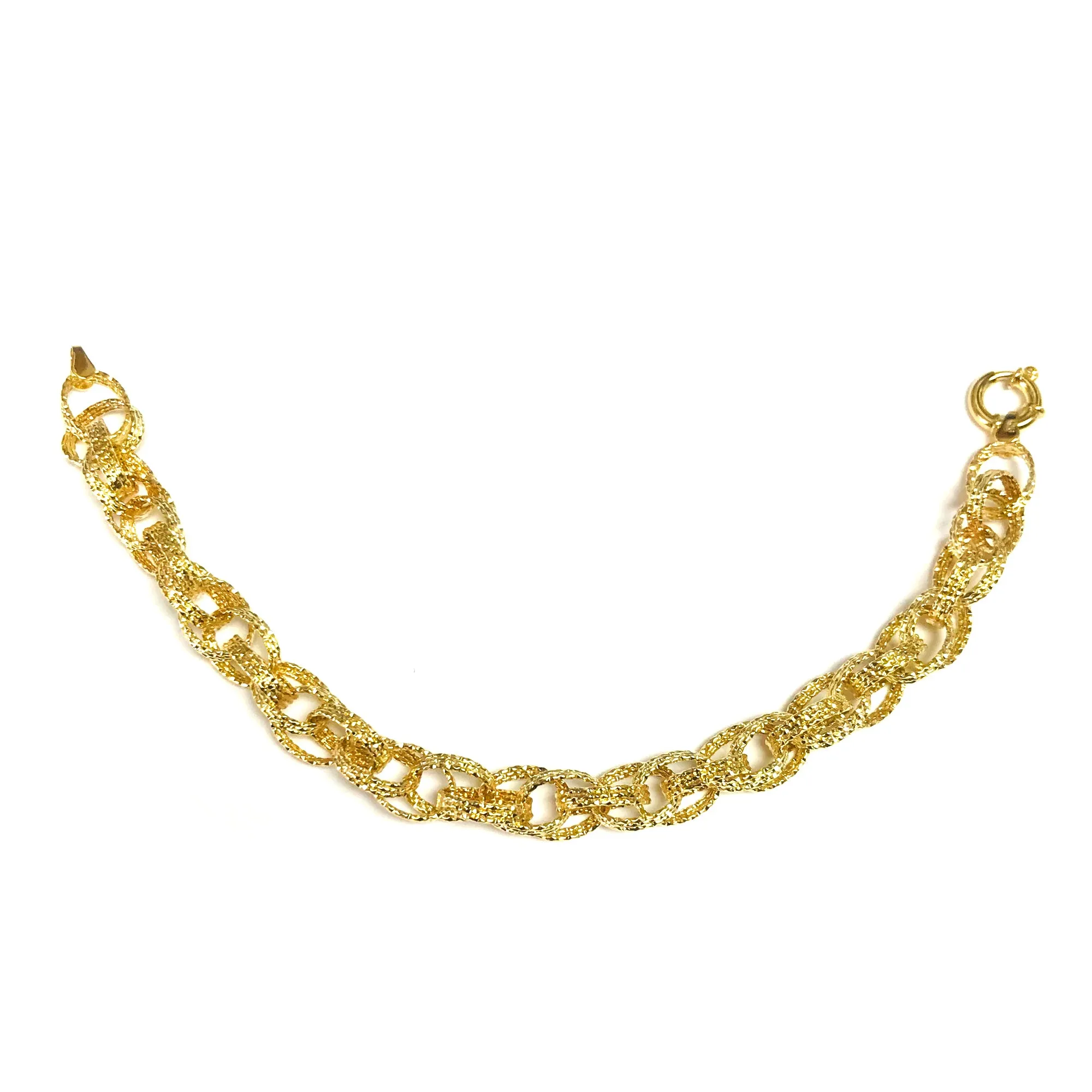 14k Yellow Gold Oval Link Fancy Bracelet, 7.25"