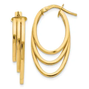 14k Yellow Gold Polished Finish Hoop Earrings