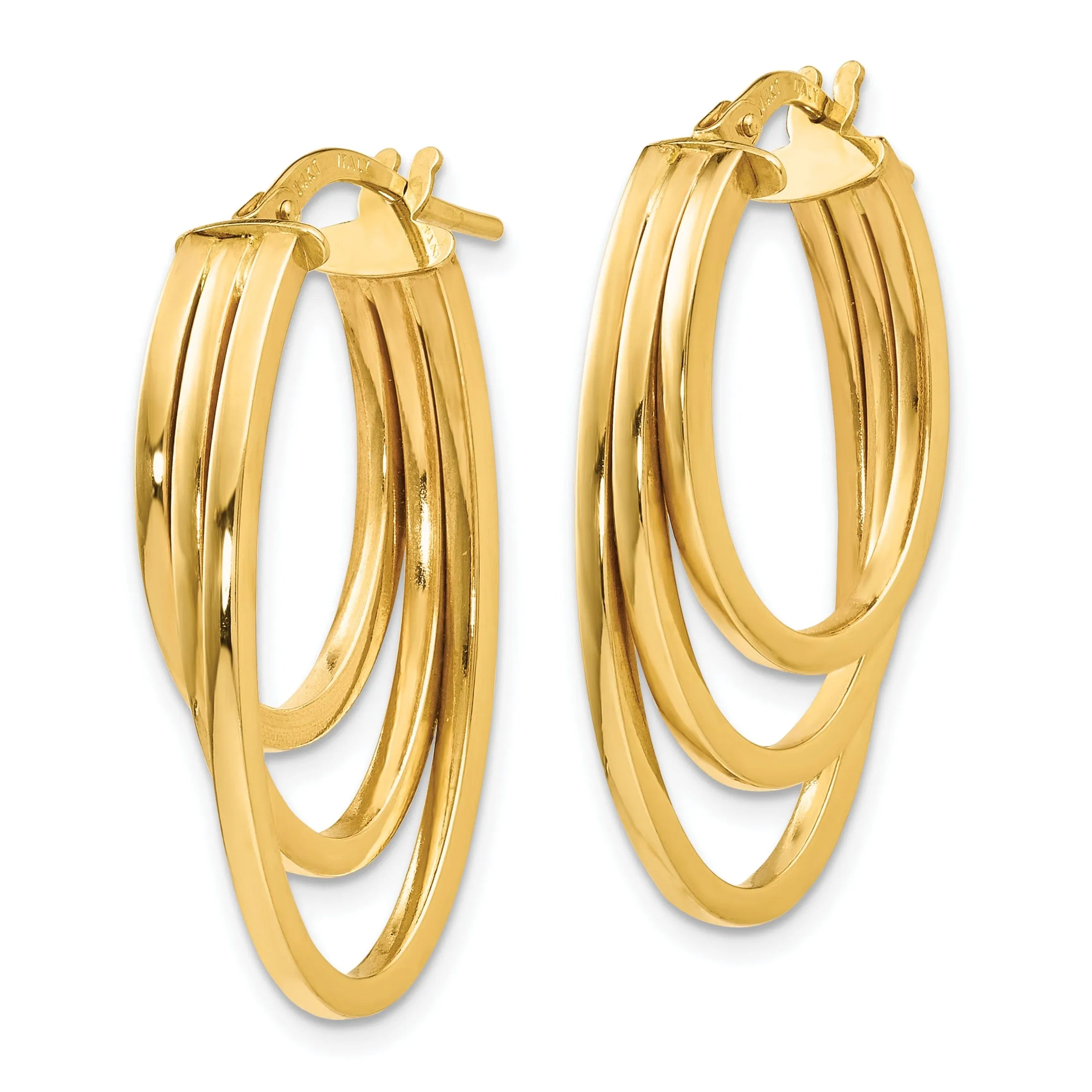 14k Yellow Gold Polished Finish Hoop Earrings