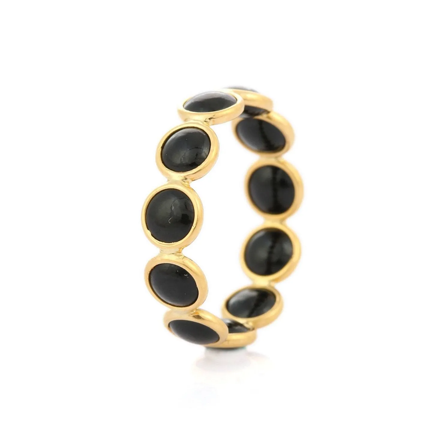 18K Gold Black Onyx Eternity Band