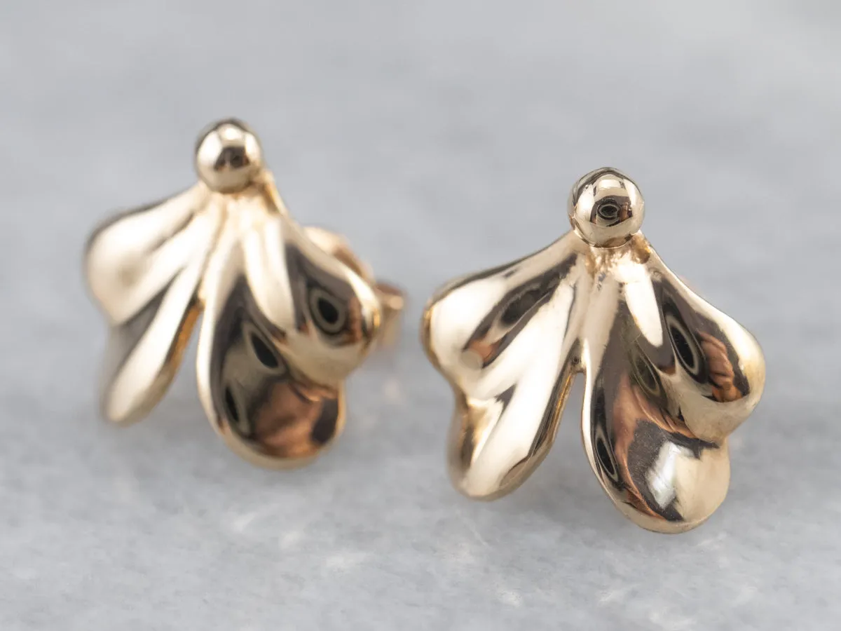 18K Gold Botanical Stud Earrings