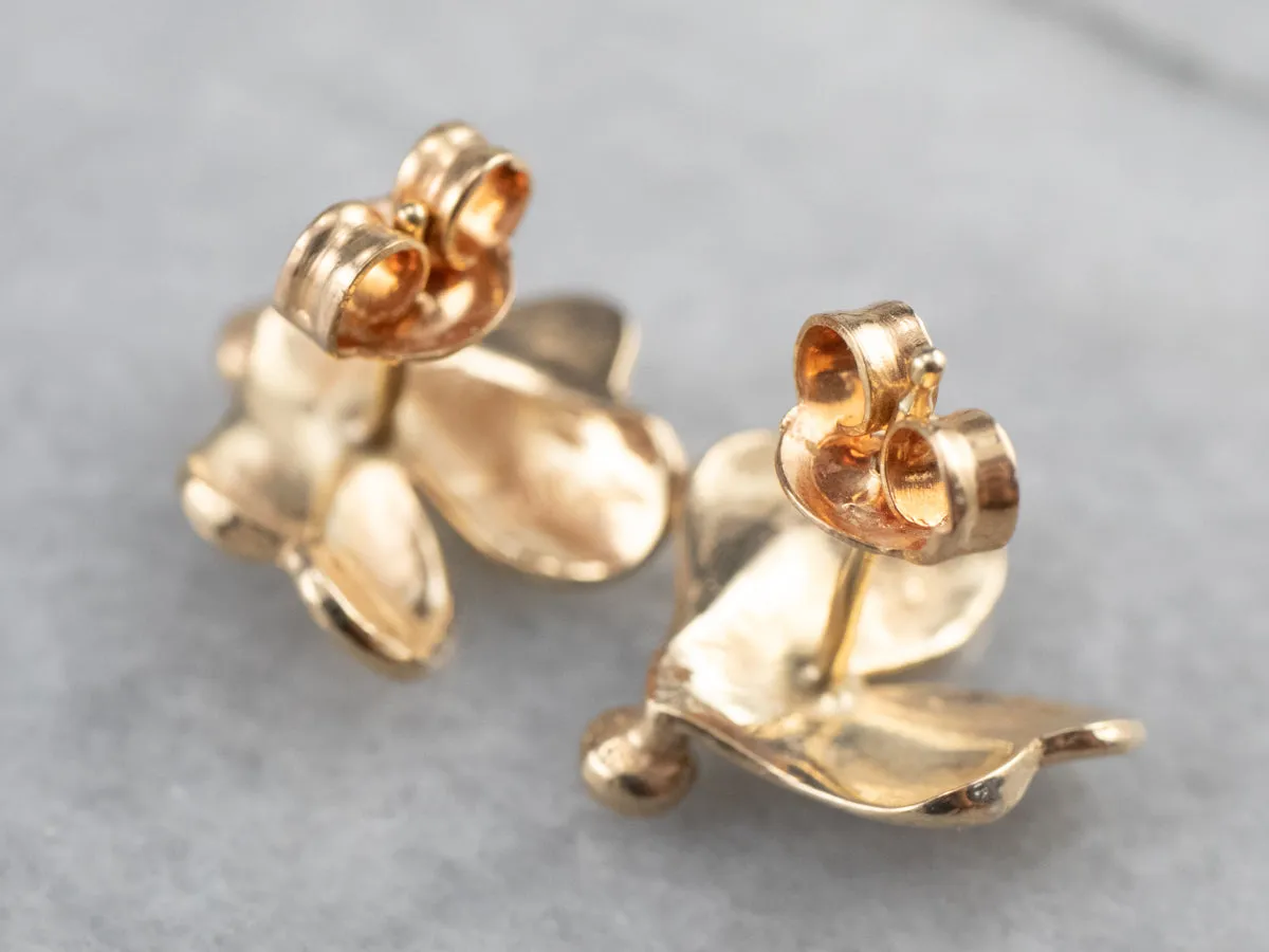 18K Gold Botanical Stud Earrings