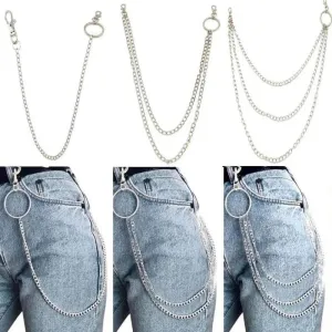 1Pc Stainless Steel Punk Rock Metal Pants Waist Chain Men Women Key Chain Big Ring Wallet Keychain Jeans Unisex Hip-hop Jewelry