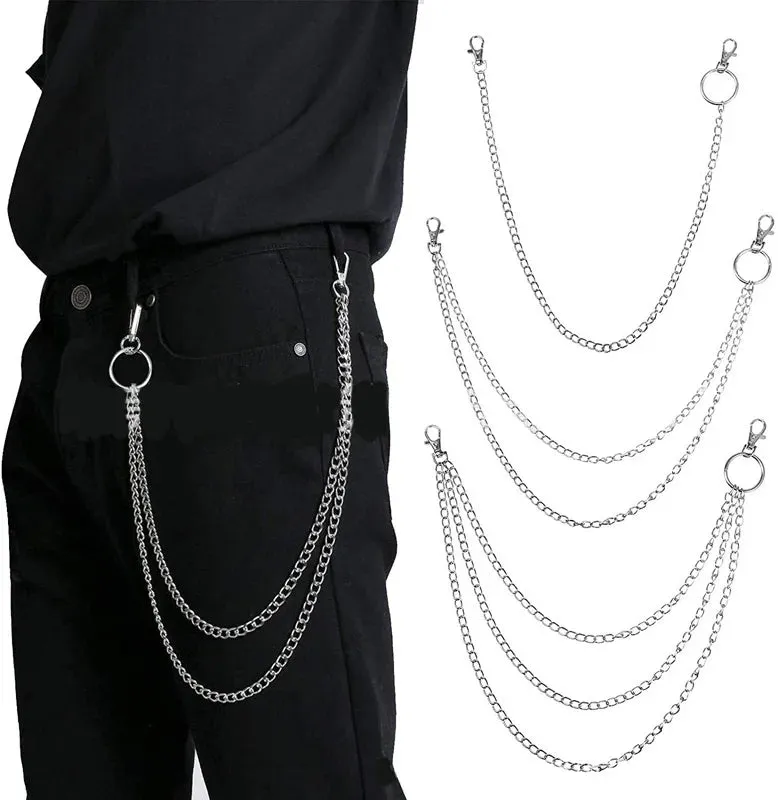 1Pc Stainless Steel Punk Rock Metal Pants Waist Chain Men Women Key Chain Big Ring Wallet Keychain Jeans Unisex Hip-hop Jewelry