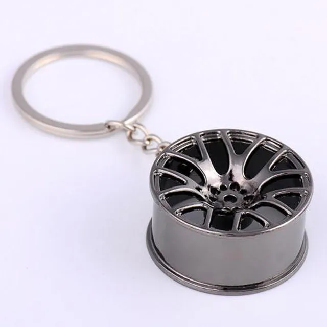 1Pcs New Design Cool Luxury metal Keychain Car Key Chain Key Ring creative wheel hub chain For Man Women Gift