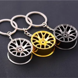 1Pcs New Design Cool Luxury metal Keychain Car Key Chain Key Ring creative wheel hub chain For Man Women Gift