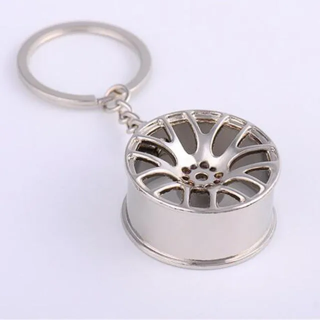 1Pcs New Design Cool Luxury metal Keychain Car Key Chain Key Ring creative wheel hub chain For Man Women Gift