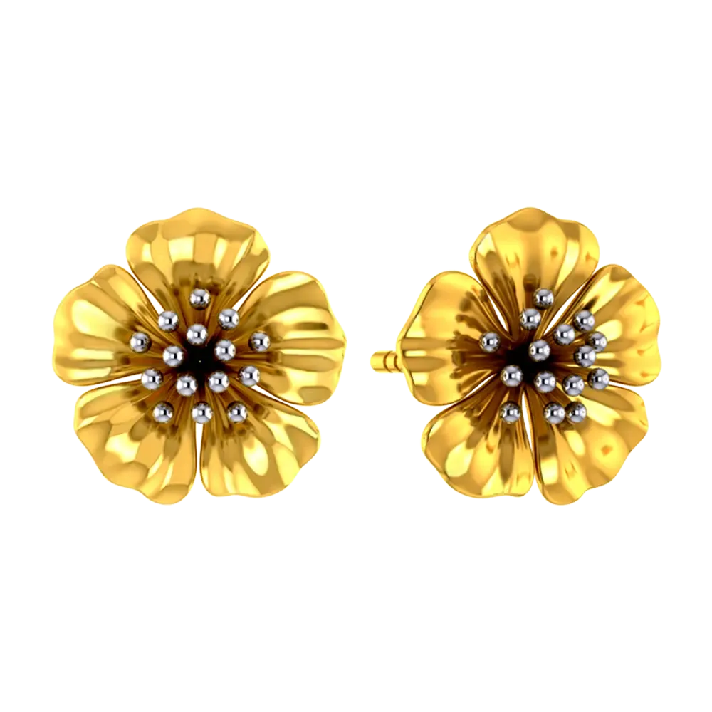 22k Beautiful Studs With Gold Petals And Elegant Design