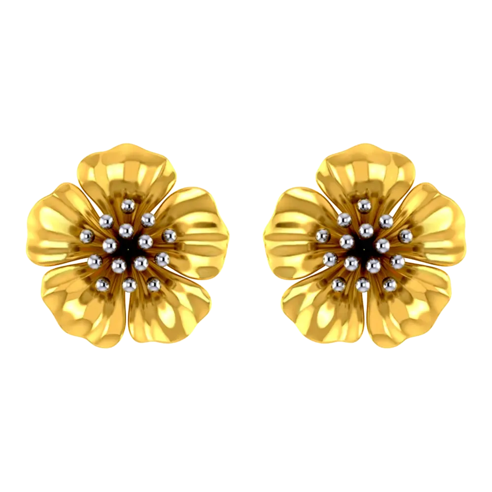 22k Beautiful Studs With Gold Petals And Elegant Design