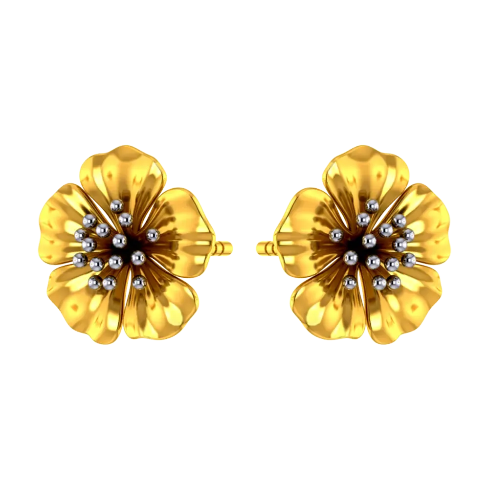 22k Beautiful Studs With Gold Petals And Elegant Design