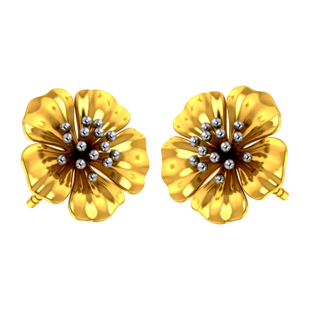 22k Beautiful Studs With Gold Petals And Elegant Design