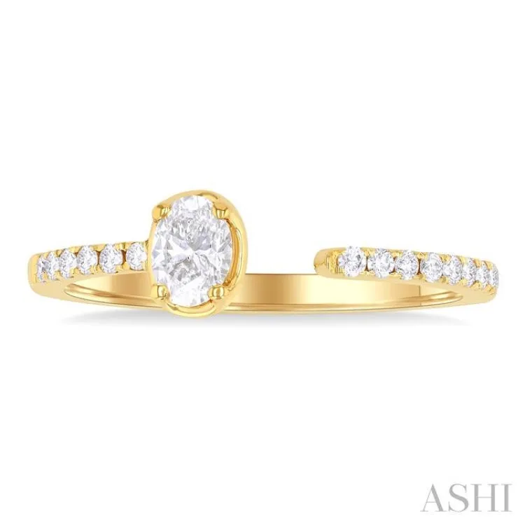 3/8 ctw Oval and Round Cut Diamond Fashion Open Ring in 14K Yellow Gold